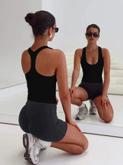 Women's Sleeveless U-Neck Slim Fit Tank – Casual Summer Knit Top