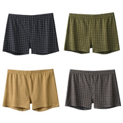 4Pcs Mens Underwear Boxers Shorts Casual Cotton Sleep Underpants Homewear Men Panties Striped Plaid Loose Comfortable Underwear