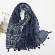 Womens Fashion Print Scarf  Wrap Shawls Retro Soft Floral Tassel Scarves