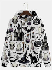 Halloween Theme Hoodies For Men Women 3D Printed Pumpkin Ghost Graphic Long Sleeve Top Autumn Stylish Cool Daily Casual Clothing
