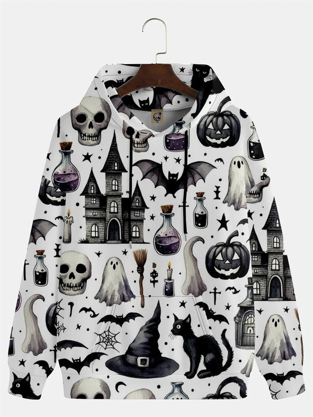 Halloween Theme Hoodies For Men Women 3D Printed Pumpkin Ghost Graphic Long Sleeve Top Autumn Stylish Cool Daily Casual Clothing
