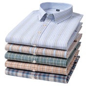 New Men Social Shirt Long Sleeve 100%Pure Cotton Oxford Soft Formal Male Clothes Oversized Pocket Shirt Men clothing S-7XL