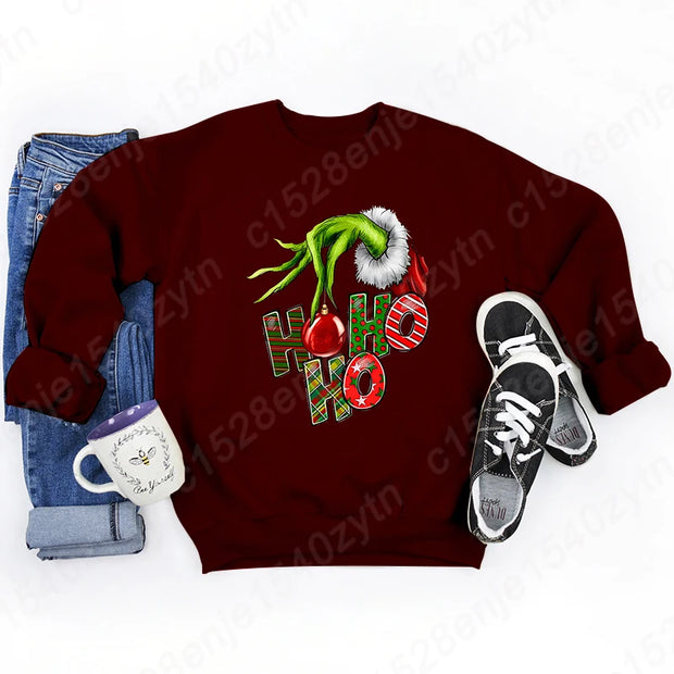 Cozy Christmas Sweatshirts, Women's Crew Neck Letter Print Sweatshirt for Fall & Winter, Casual Fashion Women Xmas Clothing