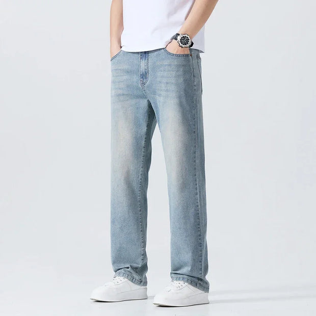Men’s Summer Thin Straight-Leg Breathable Denim Pants