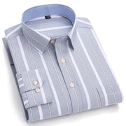 New Men Social Shirt Long Sleeve 100%Pure Cotton Oxford Soft Formal Male Clothes Oversized Pocket Shirt Men clothing S-7XL