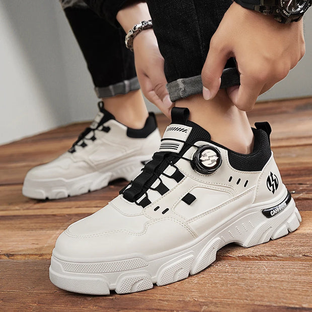 Men's boots autumn and winter new rotating shoelaces fashion casual boots youth outdoor boots anti slip soft sole workwear boots