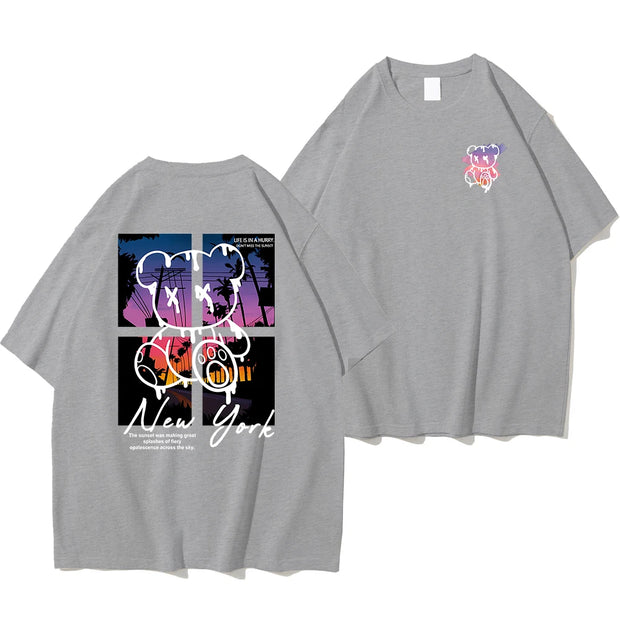 Cartoon Bear Sunset Tee