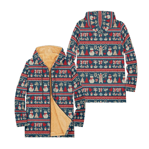 Cozy Christmas Fleece Pullover Hoodie Festive Snowman Reindeer Snowflake Long Sleeve Ugly Xmas Sweater Style Tops for Women Men