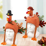 Party Accessory Cartoon Thanksgiving Plush Turkey Hat Handmade Orange Thanksgiving Cap High-top Halloween Cosplay Costume Autumn