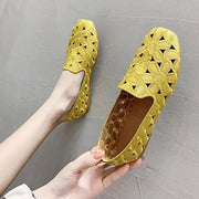 Women Flats Slip on Loafers Foldable Flats for Women Square Toe Single Shoes Hollow Out Fashion Party Casual Fashion Women Shoes
