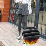 Skirt Leggings Autumn and Winter Fleece  Stretchy Warm High Waist Good Elastic Cotton Warm Leggings