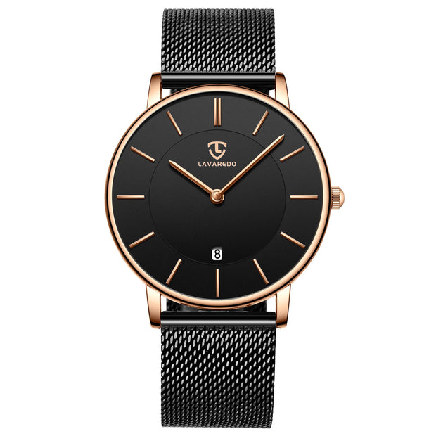Men’s Minimalist Analog Watch – Date Display, Leather Strap, Fashion-Forward Simplicity