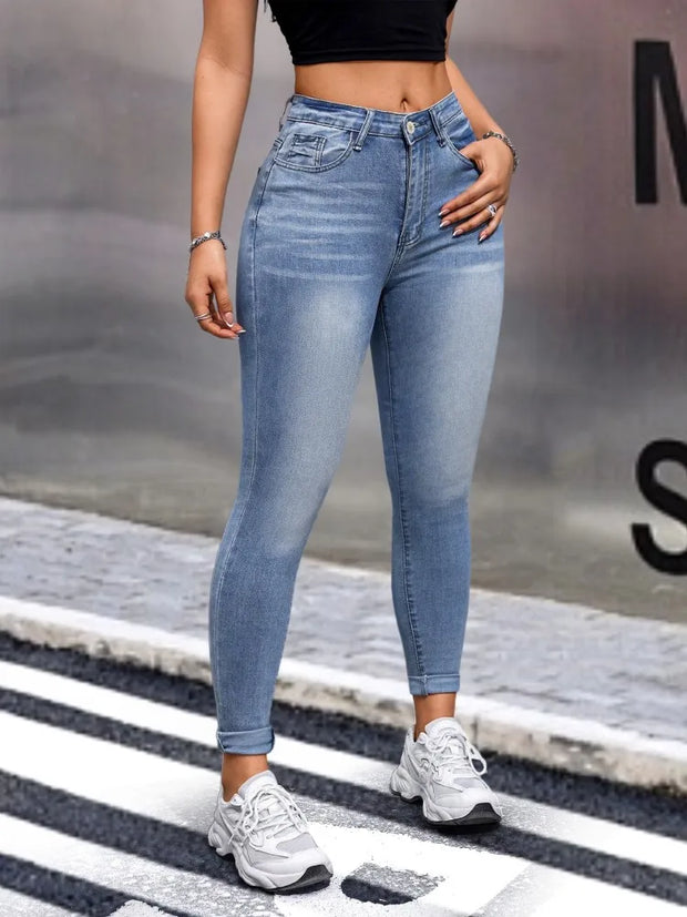 Women’s Blue Stretch Slim-Fit Jeans