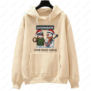 Funny Christmas Men Hoodies SNOWASIS Some Might Sleigh Snowman Tops Rock Band Parody Holiday Gift Music Lovers Christmas Hoody