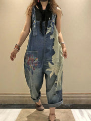 AmaxluluE Women’s 2025 Summer Printed Denim Overalls