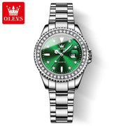 Women’s OLEVS Diamond Dial Stainless Steel Quartz Watch