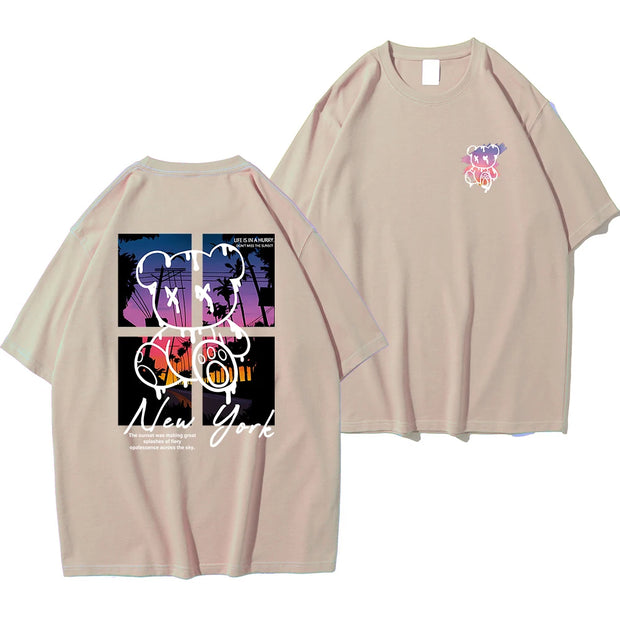 Cartoon Bear Sunset Tee