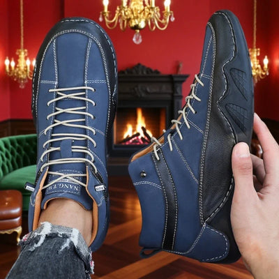 High Fashion Mens's Boots Anti Slip Trendy Patterned Hiking Boots Blue Thick Soled Sports Shoes 2025 New Autumn and Winter Boots