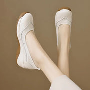 Women's Slip-On Wedge Flats - Minimalist Casual Shoes with Cushioned Sole & Stable Low-Heel Design for Everyday Comfort