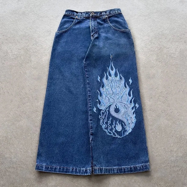 Y2K men Jeans Goth Printed graphic high quality Baggy jeans fashion Hip Hop streetwear men women Harajuku Casual wide leg jeans