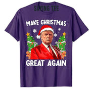 Make Christmas Great Again Funny Santa MAGA Men Xmas T-Shirt Novelty Gift Humorous Ugly Christmas Sweater Saying Tee Y2k Top