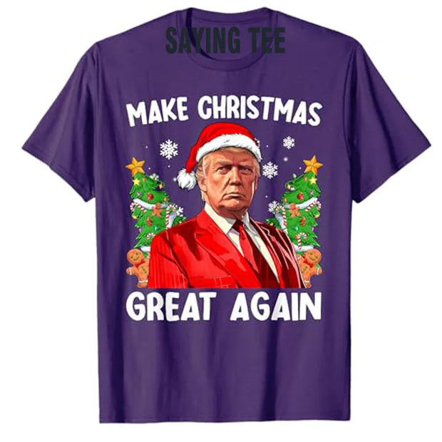 Make Christmas Great Again Funny Santa MAGA Men Xmas T-Shirt Novelty Gift Humorous Ugly Christmas Sweater Saying Tee Y2k Top