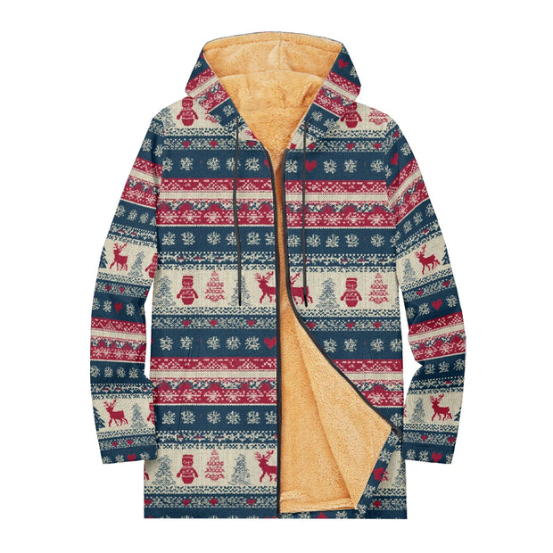 Cozy Christmas Fleece Pullover Hoodie Festive Snowman Reindeer Snowflake Long Sleeve Ugly Xmas Sweater Style Tops for Women Men