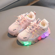 2025Autumn New Kid Sneaker Anti Slip Soft Bottom Boy LED Light Shoes Comfort Versatile Girls Casual Shoe Simple Child Mesh Shoes