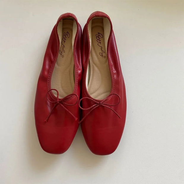 Fashion Shallow Women Ballet Flats Dance Shoes Casual Female Soft Footwear Butterfly-Knot Ladies Flats Slip On Shoes
