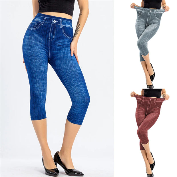 Women’s High-Rise Skinny Denim Capri – Knee-Length Stretch Fit