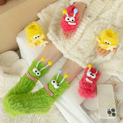 1 Pair Cartoon Socks Funny Expression Decoration Animal Big Eyes Thick Fuzzy Plush Fall Winter Floor Socks Holiday Gift