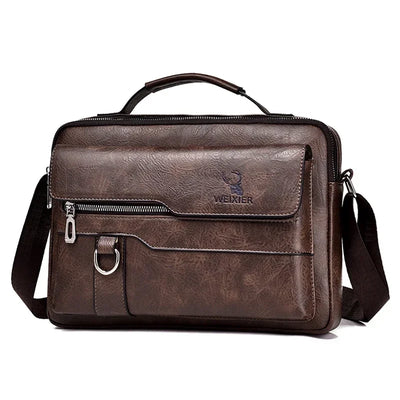 WEIXIER Men's PU Leather Crossbody Messenger Bag – Sleek, Spacious & Versatile