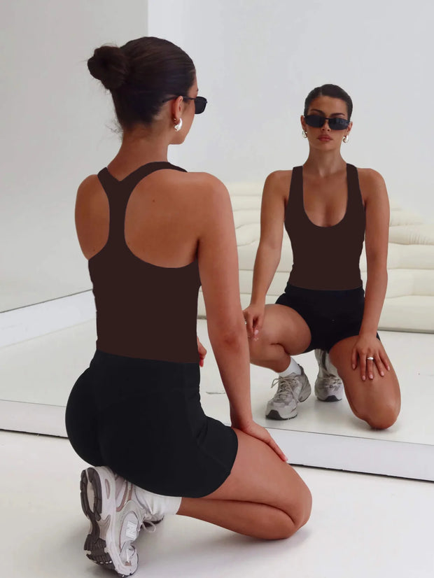 Women's Sleeveless U-Neck Slim Fit Tank – Casual Summer Knit Top