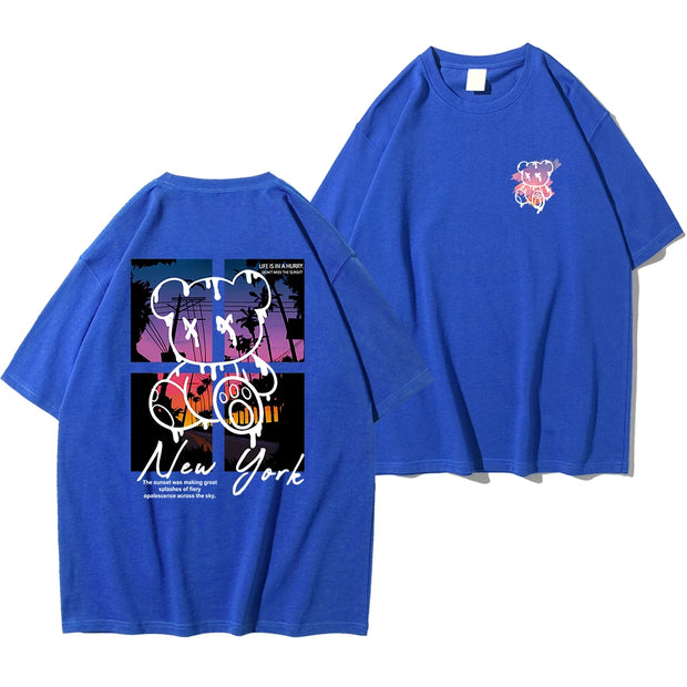 Cartoon Bear Sunset Tee