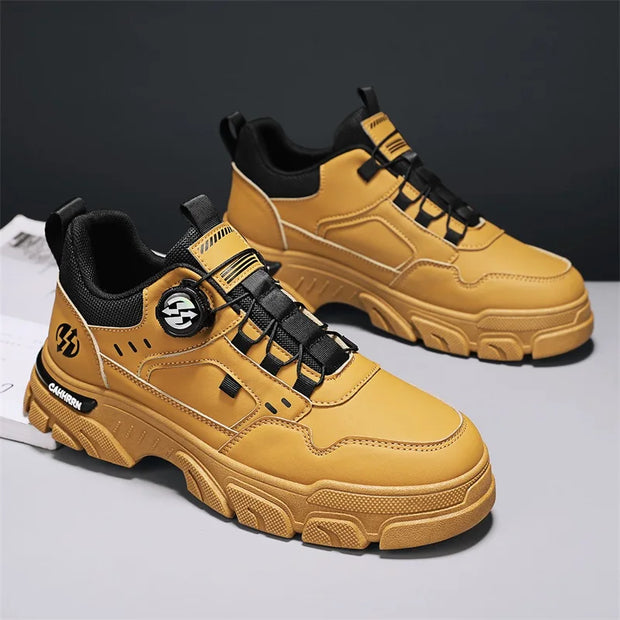 Men's boots autumn and winter new rotating shoelaces fashion casual boots youth outdoor boots anti slip soft sole workwear boots