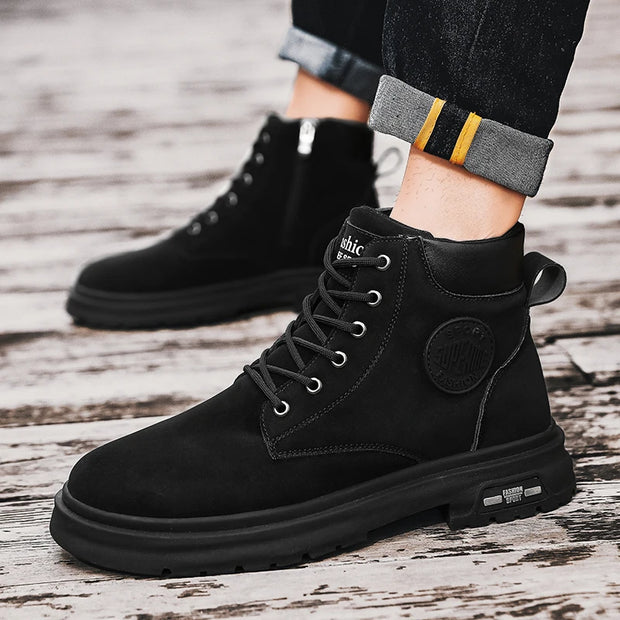 Ankle Boots Men Retro Work Shoes Autumn Winter Thick Bottom High Top Outdoor Boots Leather Waterproof High Quality Chelsea Boots