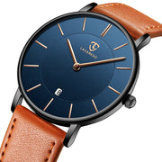 Men’s Minimalist Analog Watch – Date Display, Leather Strap, Fashion-Forward Simplicity
