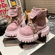 Ankle Boots for Women Designer Flats Platform Shoes Fashion Winter Dress Woman Boots 2025 New Suede Cozy Chelsea Botas De Mujer