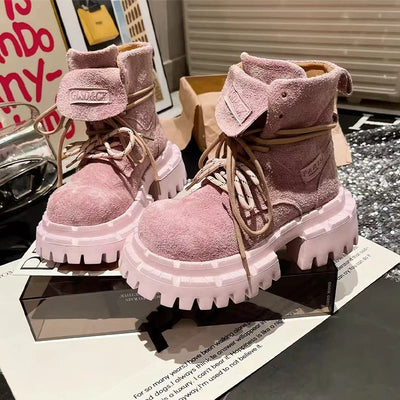 Ankle Boots for Women Designer Flats Platform Shoes Fashion Winter Dress Woman Boots 2025 New Suede Cozy Chelsea Botas De Mujer