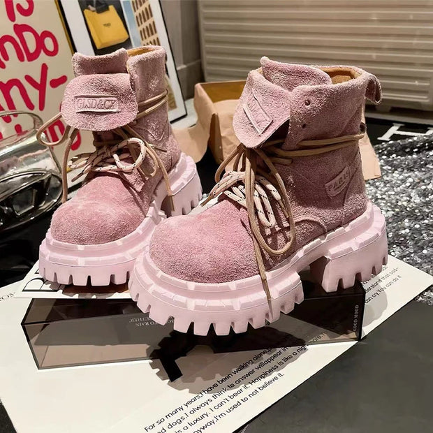 Ankle Boots for Women Designer Flats Platform Shoes Fashion Winter Dress Woman Boots 2025 New Suede Cozy Chelsea Botas De Mujer