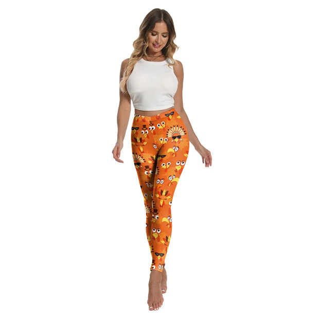 [You're My Secret] Adult Women Turkey Print Leggings for Women Thanksgiving Day Party Skinny Pants Streetwear Yoga Leggings