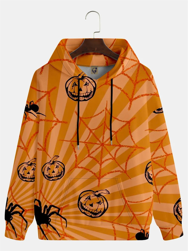 Halloween Theme Hoodies For Men Women 3D Printed Pumpkin Ghost Graphic Long Sleeve Top Autumn Stylish Cool Daily Casual Clothing