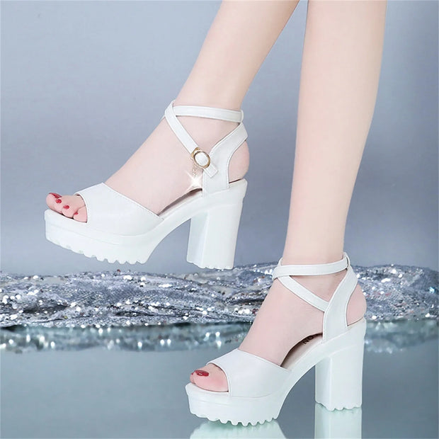 Women Shoes Fish Mouth Platform High Heels Wedges Buckle Slope Sandals Woman Platform High Heels Sandals sandalias de mujer