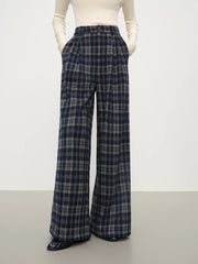 FSLE Retro Plaid Straight-Leg Casual Tros for Women Fall Winter 2025 New Arrival Petite-Friendly Casual Pants Commuting
