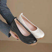Women's Slip-On Wedge Flats - Minimalist Casual Shoes with Cushioned Sole & Stable Low-Heel Design for Everyday Comfort