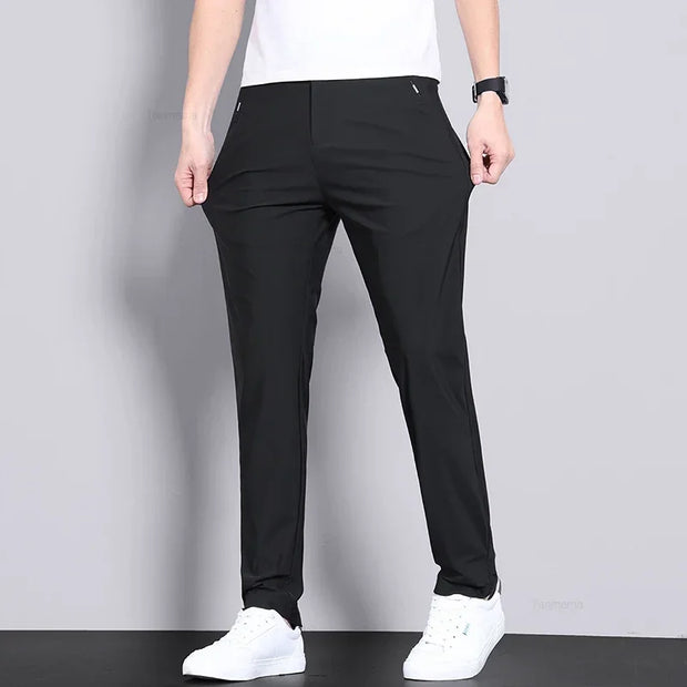 Men’s Ultra-Thin Ice Silk Slim Straight Casual Trousers