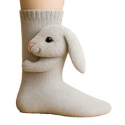 A Pair of Adult Cute Animal Socks 3D Knitted Floor Socks for Fall & Winter Christmas Cozy & Warm Socks for Home & Outdoor