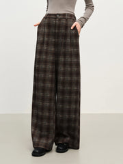 FSLE Retro Plaid Straight-Leg Casual Tros for Women Fall Winter 2025 New Arrival Petite-Friendly Casual Pants Commuting