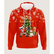 Men's Hooded Hoodies Prints Christmas Theme Santa Claus Graphic Sweatshirt Drawstring Long Sleeve Streetwear Tops Men's Clothing