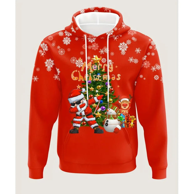 Men's Hooded Hoodies Prints Christmas Theme Santa Claus Graphic Sweatshirt Drawstring Long Sleeve Streetwear Tops Men's Clothing